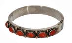 Bloedkoraal zilver antiek slavenarmband bangle 14k goud dame, Verzenden, Goud, Armband, Met edelsteen