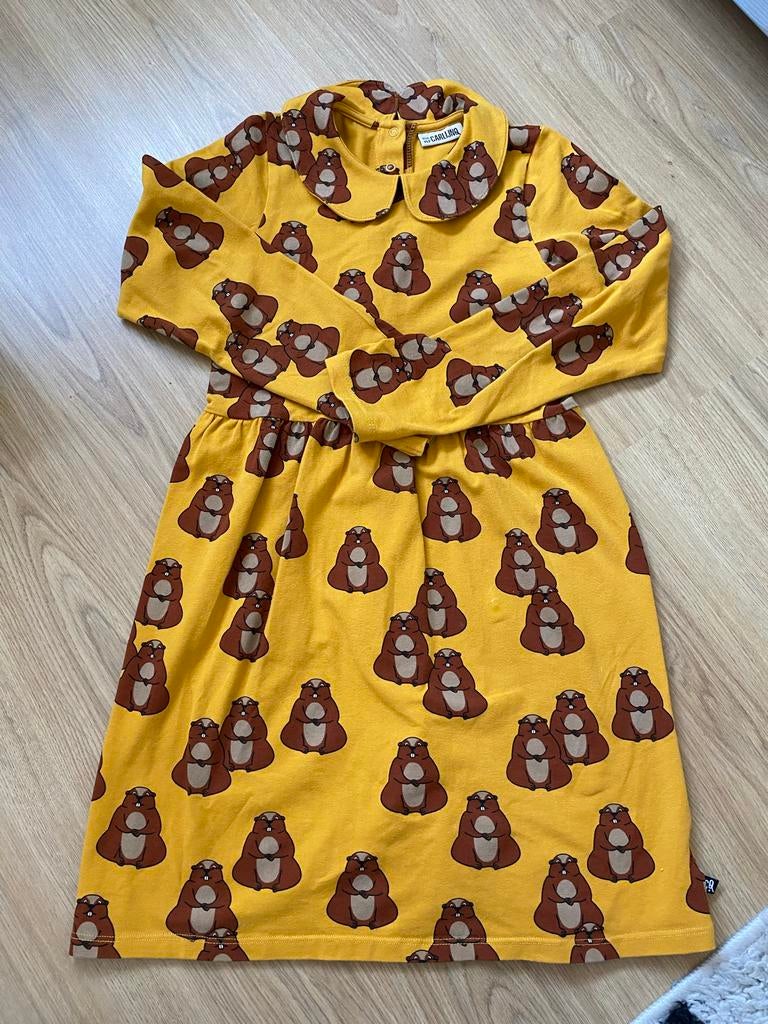 Leuke CarlijnQ jurk met bevers, maat 146/152, Ophalen of Verzenden, Gebruikt, Meisje, Jurk of Rok