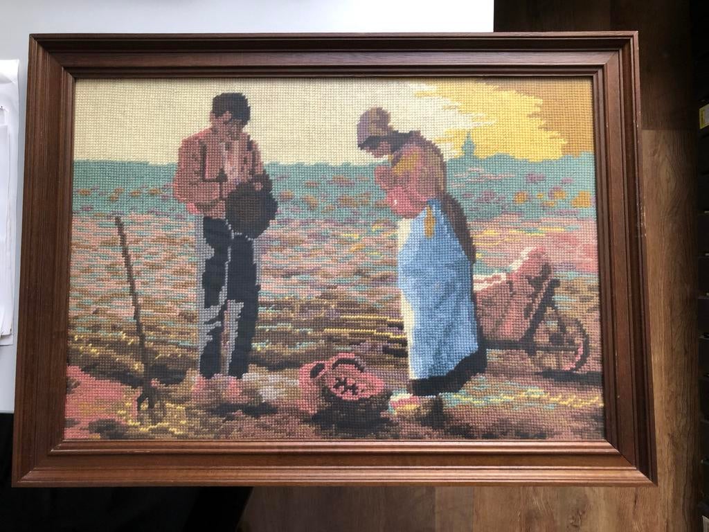 Borduurwerk Het Angelus van Millet, ingelijst, Ophalen, Gebruikt, Handborduren, Overige typen