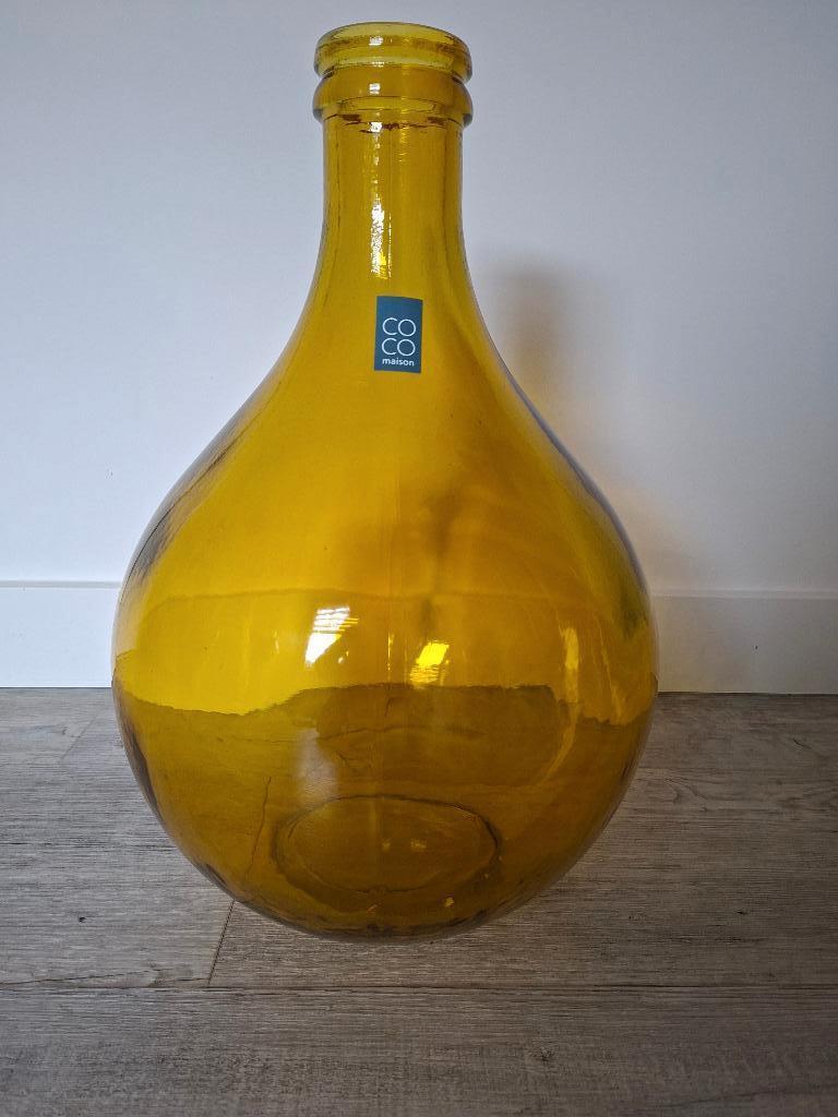 grote vaas flesvaas Coco maison (506), Ophalen, Geel, Minder dan 50 cm, Glas