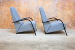 ZGANieuw 2 blauwe stoffen Harvink Mirakel design fauteuils, Harvink, Harvink, 75 tot 100 cm, Ophalen of Verzenden