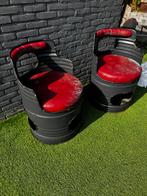 Stoere olieton stoel voor café of mancave - zelf bekleden, Huis en Inrichting, Stoelen, Ophalen, Gebruikt, Zwart, Metaal