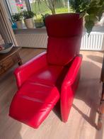 Relax fauteuil Montel rood leer mechanisch, Ophalen of Verzenden, Gebruikt, Leer, 75 tot 100 cm