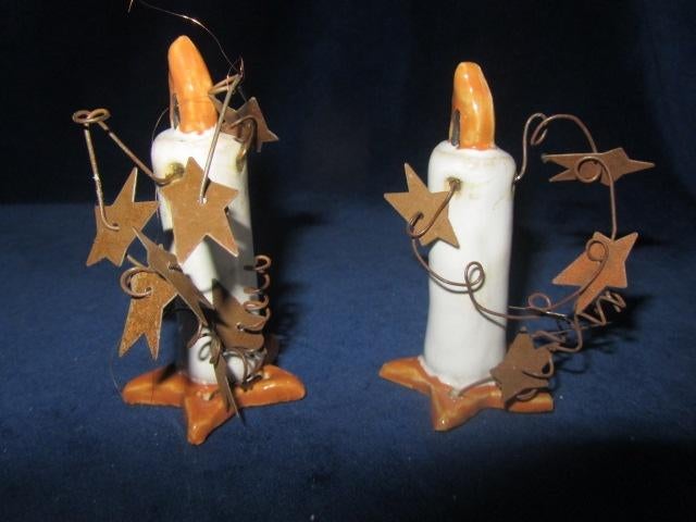Vintage keramiek/metaal kerst decoratie; kaars, Diversen, Kerst, Ophalen of Verzenden, Gebruikt
