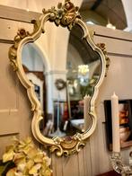 Antieke brocabte kuif spiegel, landelijk wonen, Ophalen, Rechthoekig