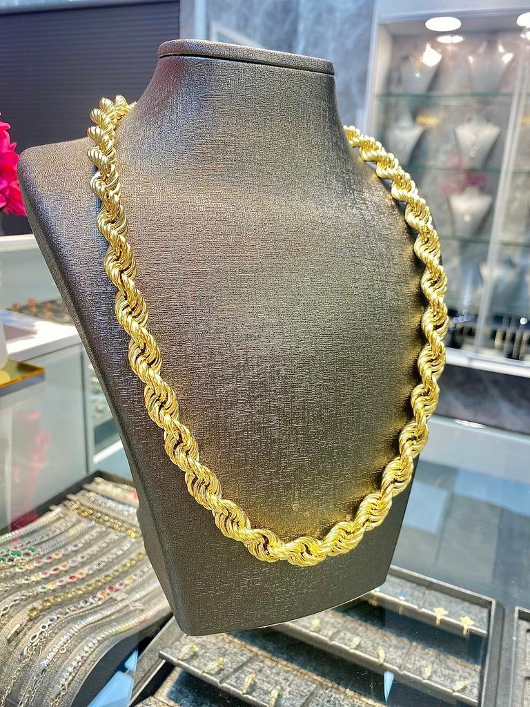 14k Gouden Rope Ketting | 11 mm, Verstelbaar, Nieuw, Ophalen of Verzenden, Goud