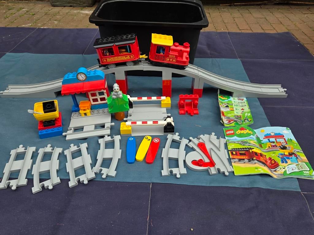 Lego Duplo Treinset met station, brug en extra rails, Gebruikt, Overige thema's, Ophalen of Verzenden, Duplo