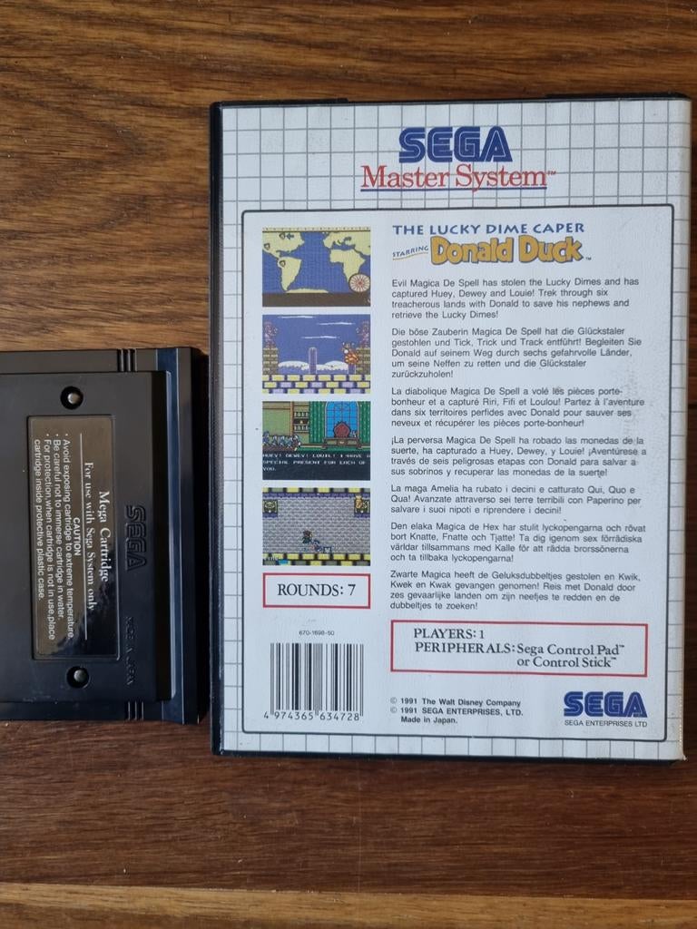 Donald Duck: The Lucky Dime Caper - Sega Master System, Spelcomputers en Games, Gebruikt, 1 speler, Ophalen of Verzenden, Vanaf 3 jaar