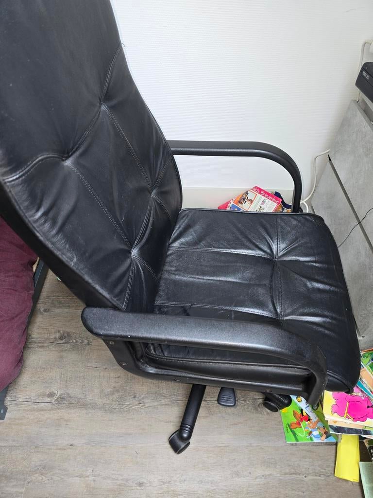 Buro stoel van leer, Ophalen of Verzenden, Gebruikt, 75 tot 100 cm, 50 tot 75 cm
