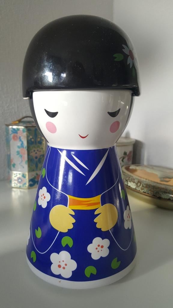 Kokeshi Pop Japanse Pop potje - Blauw Kimono Design, Antiek en Kunst, Ophalen of Verzenden