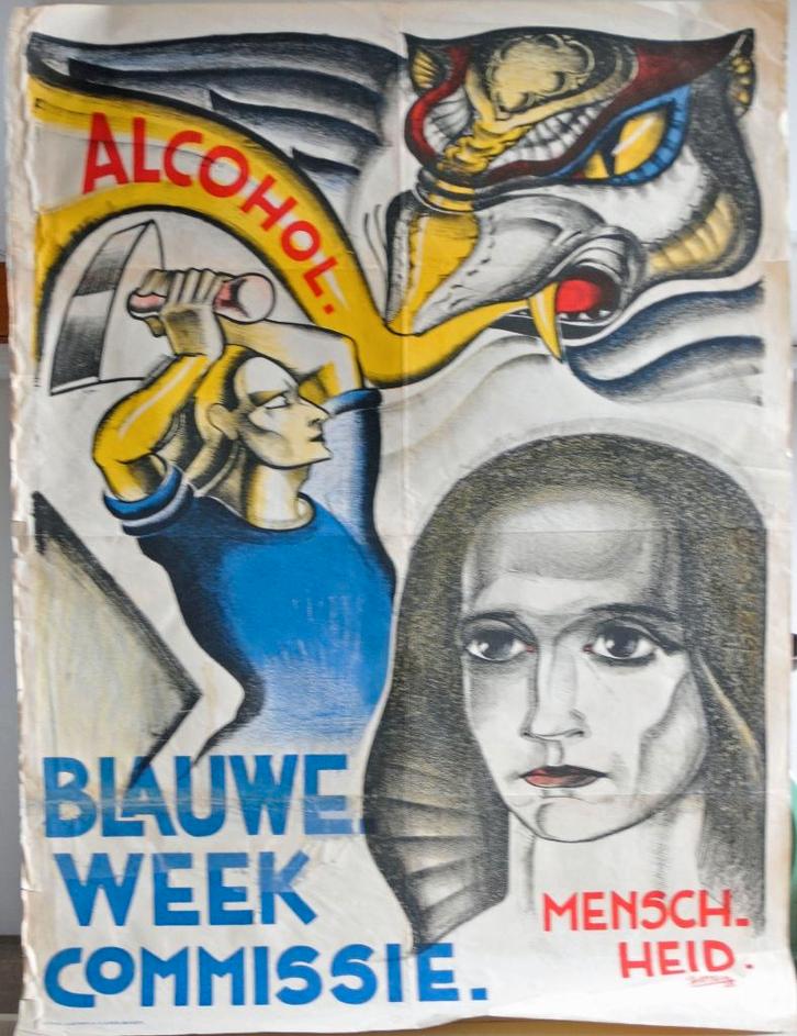 affiche alcohol-blauwe week, Verzamelen, Posters, Gebruikt, Overige onderwerpen, A1 t/m A3, Ophalen of Verzenden