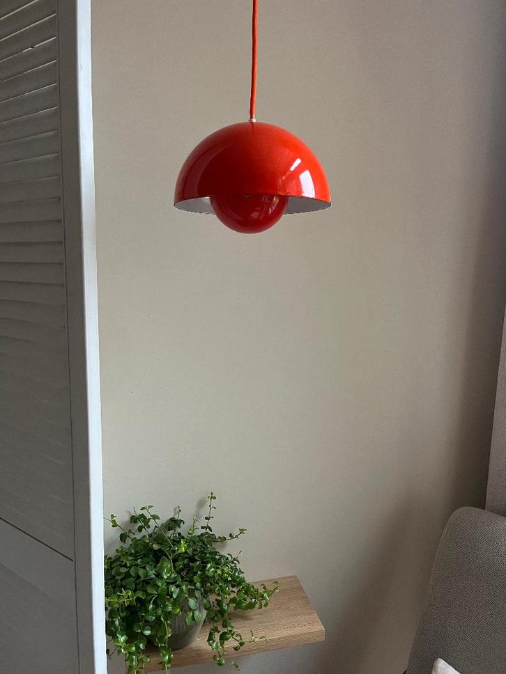 Vintage Louis Poulsen Flowerpot emaille - Verner Panton, Huis en Inrichting, Lampen | Hanglampen, Gebruikt, Minder dan 50 cm, Metaal