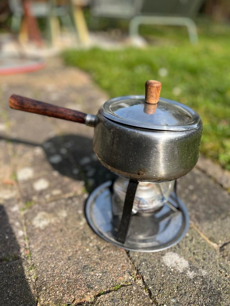 Retro Fonduepan - Compleet met Brander, Witgoed en Apparatuur, Fonduesets, Ophalen, Gebruikt, Brander, Fondueset
