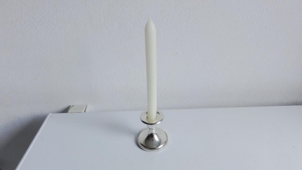 Kandelaar, kaarsenstandaard, verzilverd E, Ophalen of Verzenden, Zilver