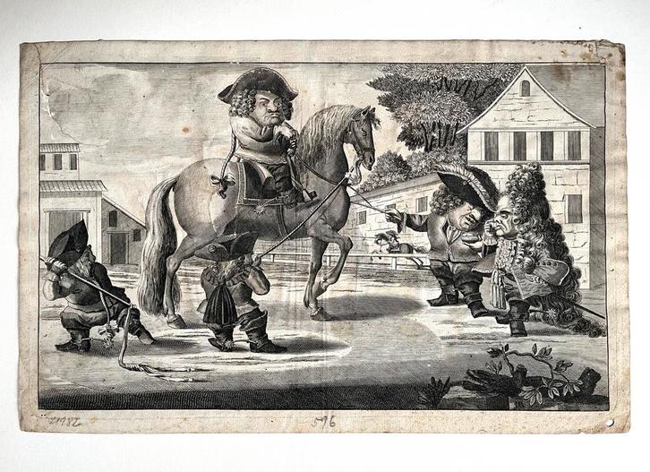 18e eeuw Gravure A Dwergentooneel 1710 Adolf van der Laan, Antiek en Kunst, Kunst | Etsen en Gravures, Ophalen of Verzenden
