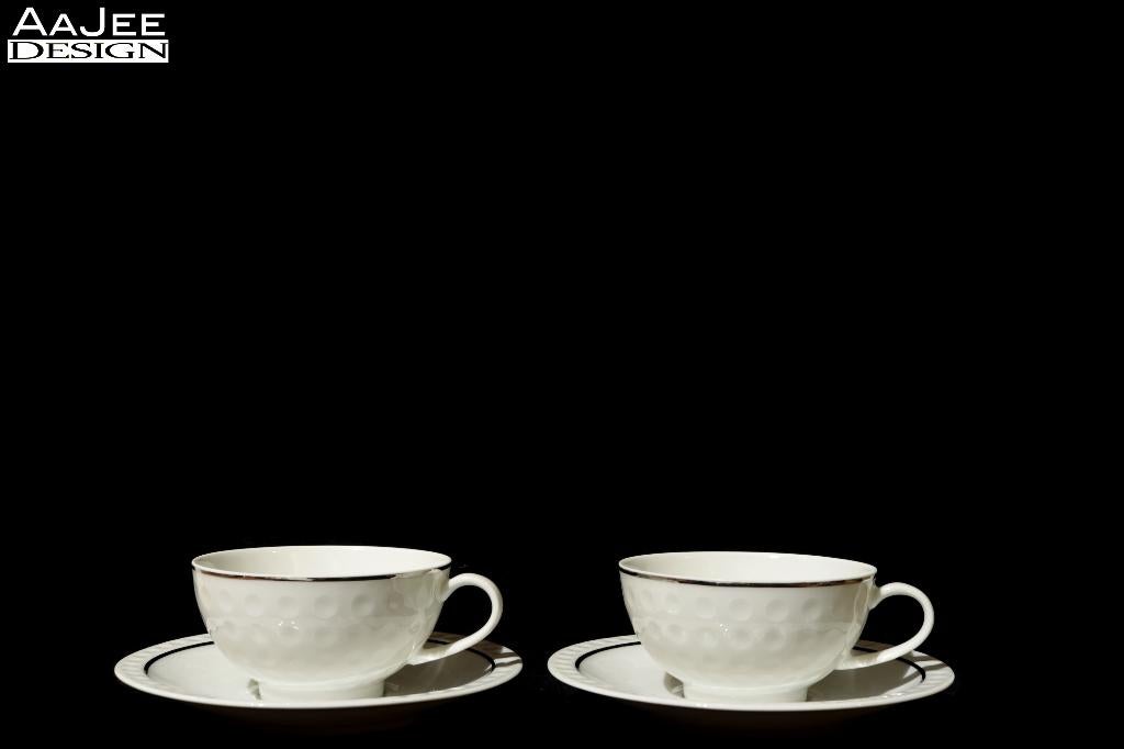 2  Arzberg theekop & schotel – Golfbal – Heinrich Löffelhard, Ophalen of Verzenden, Zo goed als nieuw, Effen, Kop(pen) en/of Schotel(s)