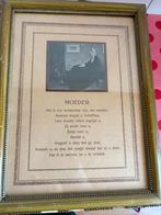 Antieke prent gedicht tekst moeder lijst hout goud zwart wit, Ophalen of Verzenden