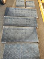 Set van 6 blauwe gestoffeerde kussens met knopen, Gebruikt, Overige maten, Ophalen of Verzenden, Rechte bank