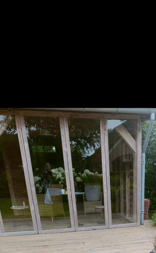 4 Panelen Veiligheidsglas 2,15x0,75m - Terras/Overkapping, Tuin en Terras, Overkappingen, Ophalen of Verzenden, Gebruikt