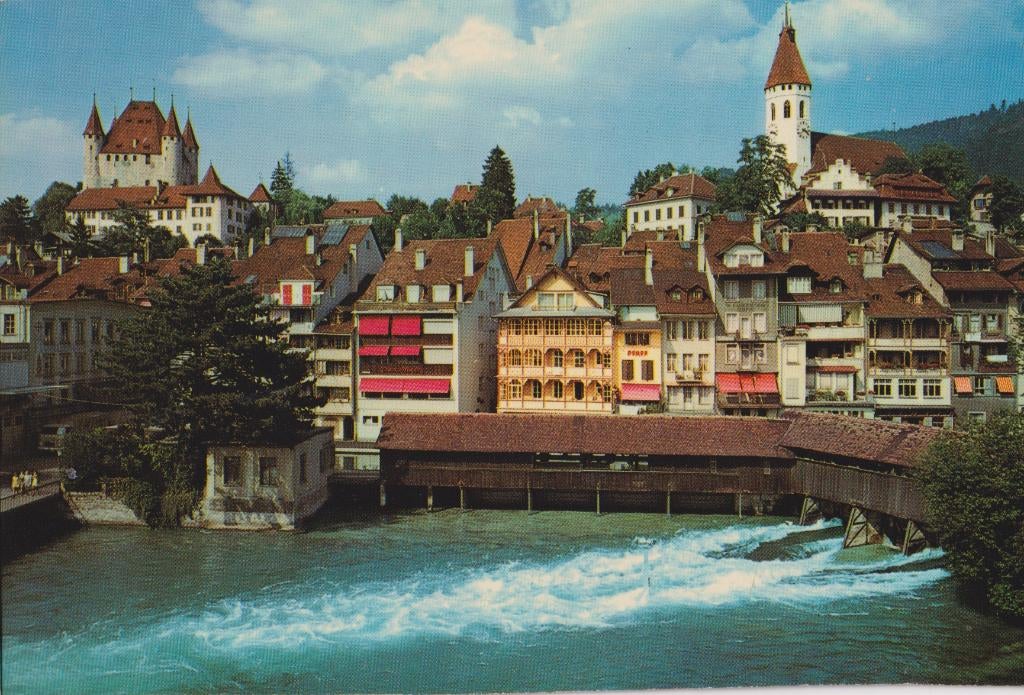 Zwitserland Thun Slot, Kerk en Brug, Verzamelen, Verzenden, 1980 tot heden, Ongelopen, Stad of Dorp