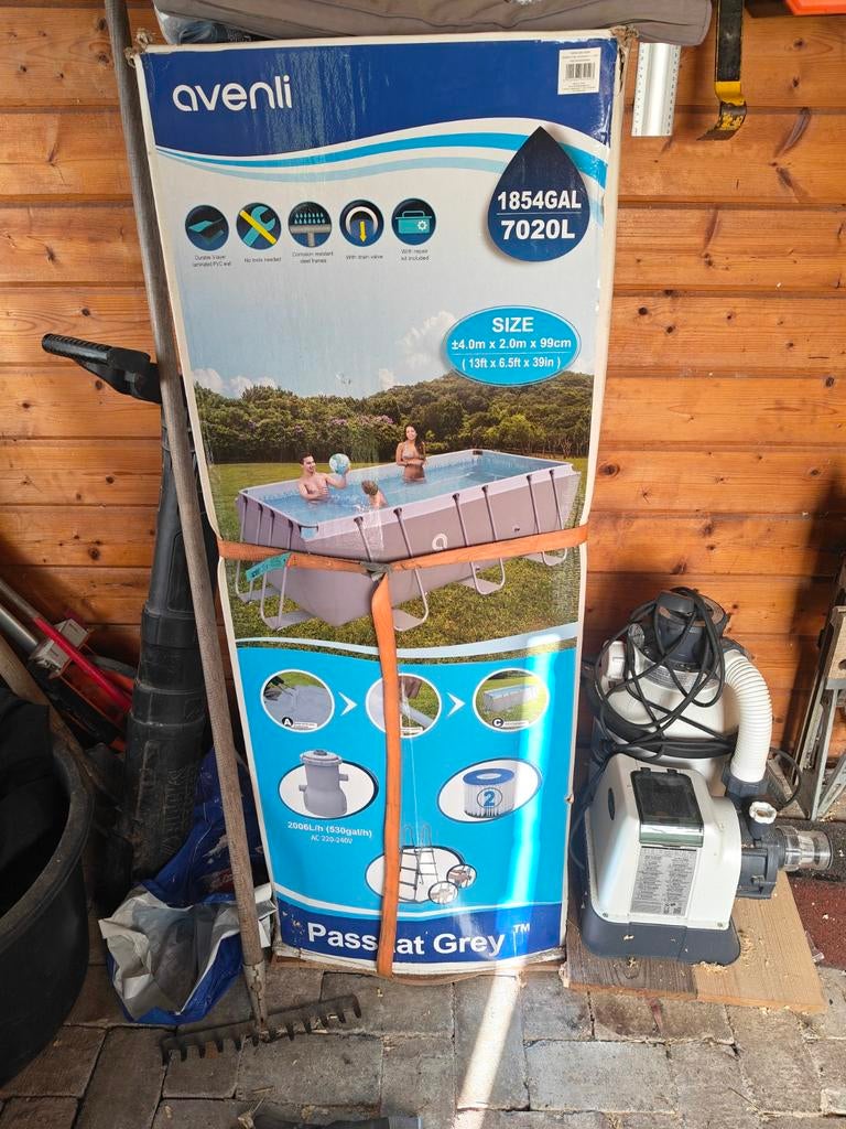 Zwembad met 2 zandfilters en 4m warmtemat helemaal kompleet, Ophalen, Gebruikt, 200 tot 300 cm, 80 tot 120 cm