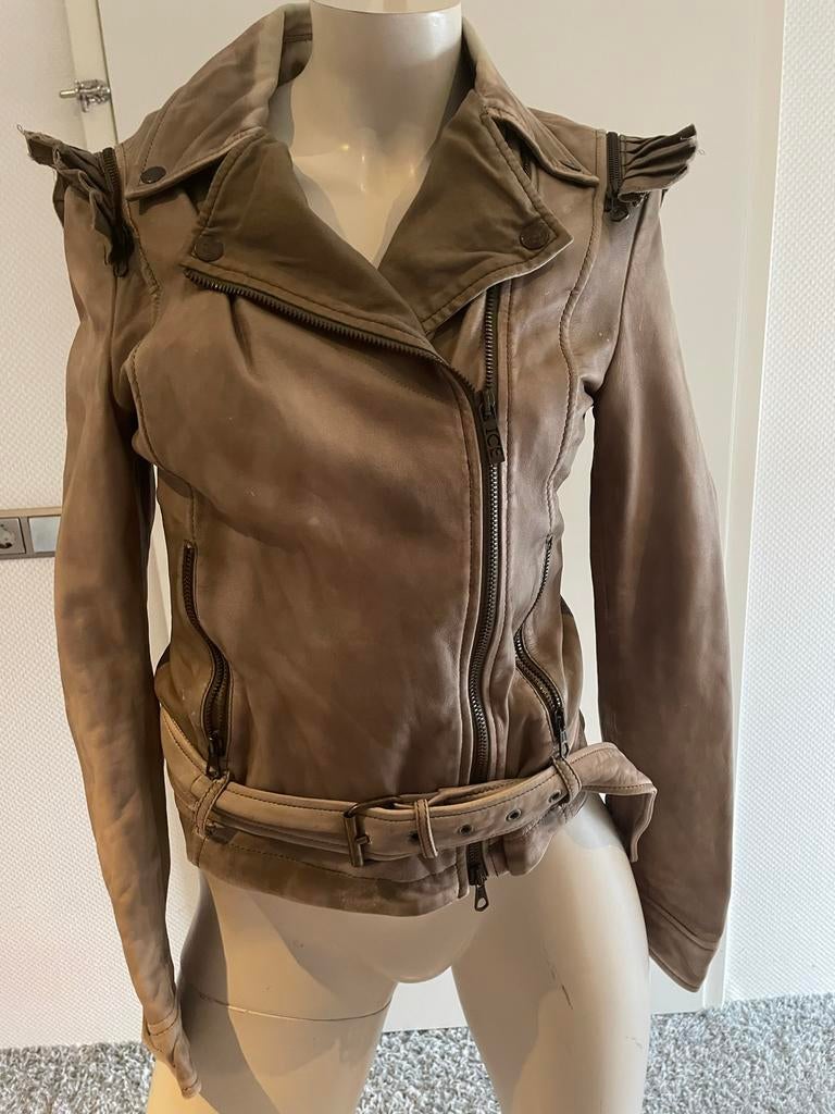 Ice iceberg leer jasje biker model maat s, Bruin, ., Ophalen of Verzenden, Zo goed als nieuw