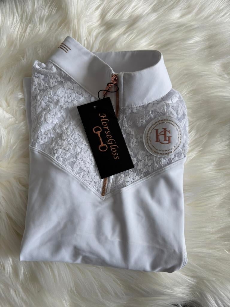 Horsegloss wedstrijdshirt wit Xs (anky pikeur maya delorez, Dieren en Toebehoren, Ophalen of Verzenden, Zo goed als nieuw, Dressuur