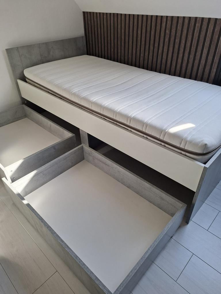 Jysk 1 persoonbed Billund met twee laden, Ophalen, Gebruikt, Eenpersoons, 90 cm