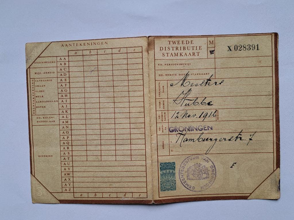 Tweede distributie stamkaart, Verzamelen, Militaria | Tweede Wereldoorlog, Ophalen of Verzenden, Overige soorten, Nederland, Overige typen