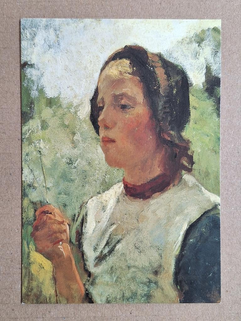 Albert Neuhuys - Meisje met bloem, ca. 1910. Singer Laren, Ophalen of Verzenden, 1980 tot heden, Ongelopen, Overige thema's