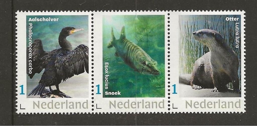 Strip van 3 persoonlijke zegels Waterdieren, postfris, Ophalen of Verzenden, Postfris