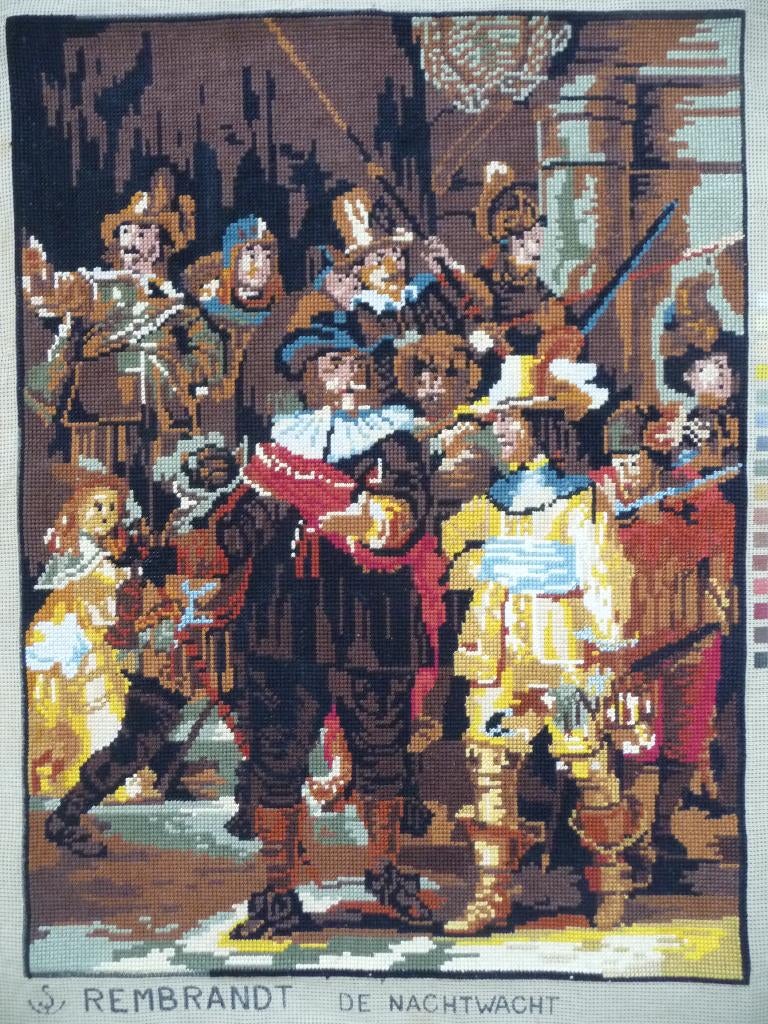 Borduurwerk "De Nachtwacht" (Rembrand), Hobby en Vrije tijd, Borduren en Borduurmachines, Ophalen of Verzenden, Gebruikt, Handborduren
