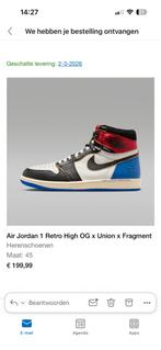 Nike Air Jordan 1 x Union x Fragment. Maat 45, Overige kleuren, Nieuw, Ophalen of Verzenden, Sneakers of Gympen