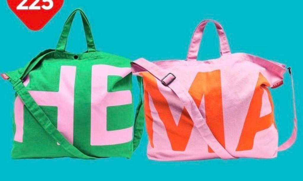 Hema shopper tas groen/roze en roze/oranje, Ophalen, Nieuw, Groen, Overige merken