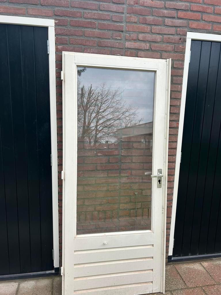 Buitendeur - dubbelglas - 201x86.5cm, Doe-het-zelf en Verbouw, Kozijnen en Schuifpuien, Deurkozijn, Zo goed als nieuw, 150 tot 225 cm
