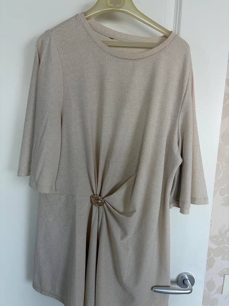 Beige tuniek met gouden detail, Kleding | Dames, Ophalen of Verzenden, Zo goed als nieuw, Maat 42/44 (L), Beige
