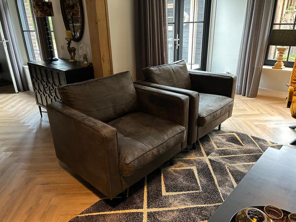 SET Faiteuils/love seats Be Pure/Wood, Huis en Inrichting, Fauteuils, Ophalen, Past in elk interieur., 75 tot 100 cm, Zo goed als nieuw