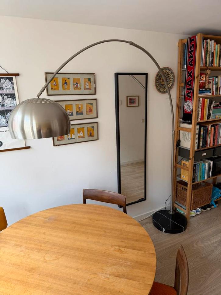 Booglamp met marmeren voet en dimmer, Huis en Inrichting, Lampen | Vloerlampen, Gebruikt, 150 tot 200 cm, Ophalen