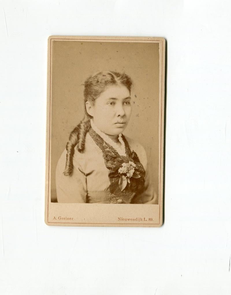 Carte de Visite. A. Greiner. Amsterdam., Foto, Ophalen of Verzenden, Zo goed als nieuw, Voor 1940