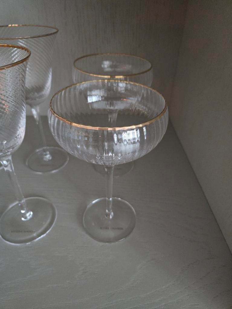 Set van 6 Riviera Maison glazen - Nieuw, Ophalen of Verzenden, Nieuw, Glas, Glas of Glazen