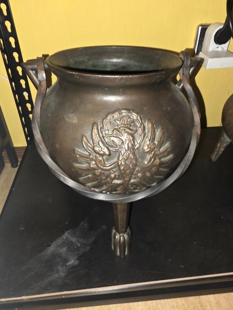 Oudheid Zware bronzen kogelpot kookpot, Ophalen of Verzenden