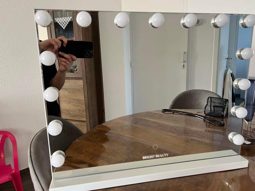 Bright Beauty Make-up Spiegel met Verlichting (defect), Gebruikt, Ophalen of Verzenden, Minder dan 100 cm, Rechthoekig