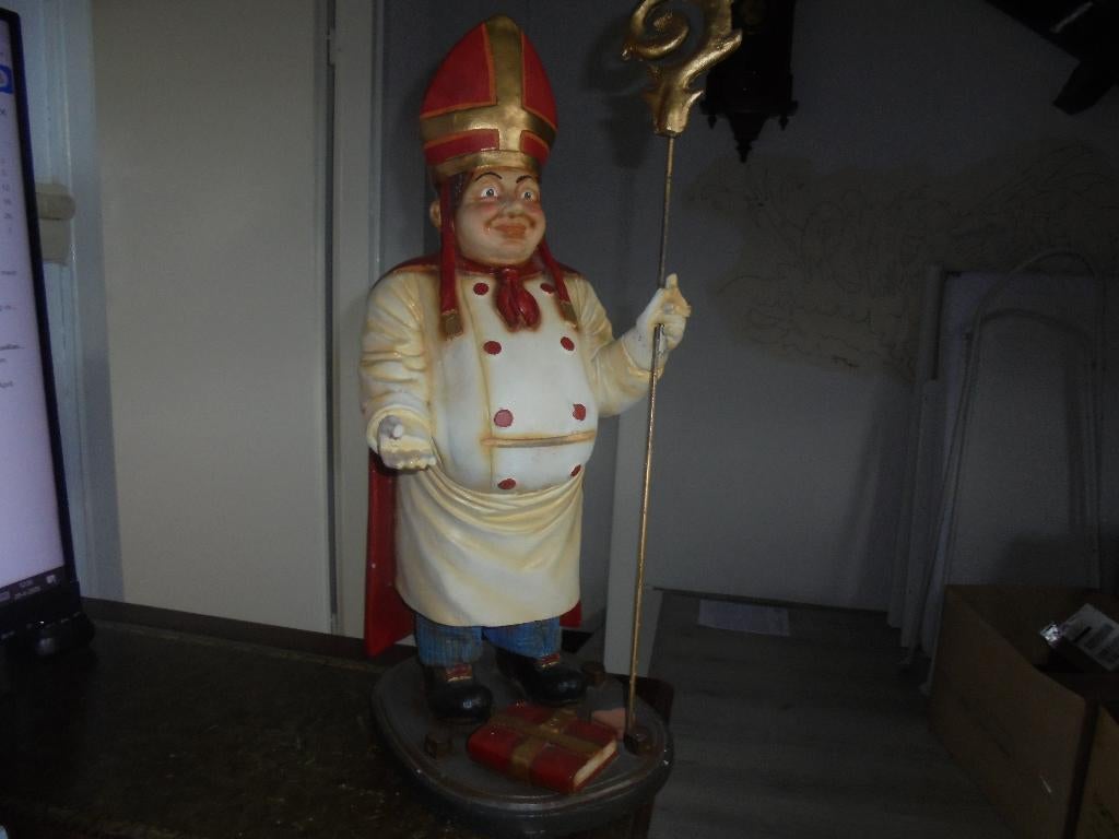 sinterklaas  beeld met staf voor binnen of buiten reclame, Antiek en Kunst, Ophalen of Verzenden
