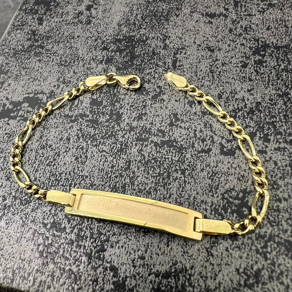 14 karaat gouden baby armband incl graveren, Sieraden, Tassen en Uiterlijk, Armbanden, Ophalen of Verzenden, Nieuw, Goud