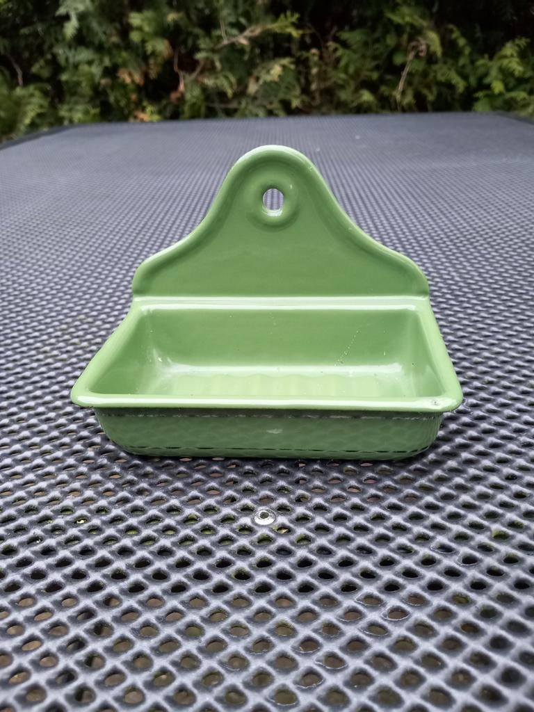 Resedagroen emaille zeepbakje topstaat, Antiek en Kunst, Ophalen of Verzenden