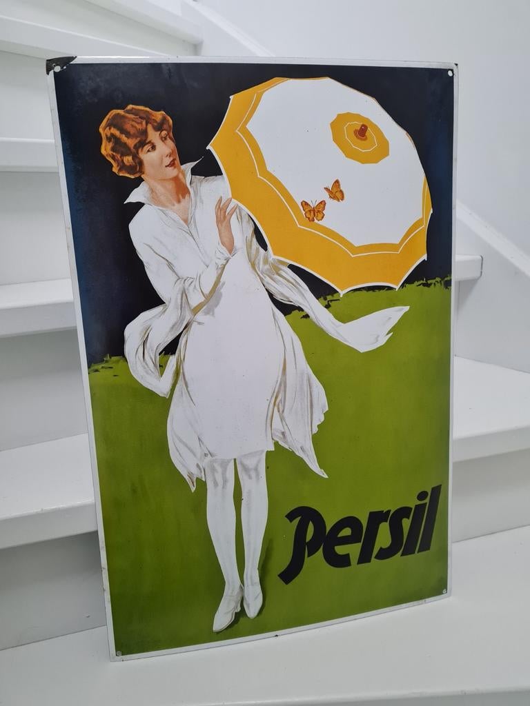 Persil emaille bord jaren 80, Ophalen of Verzenden