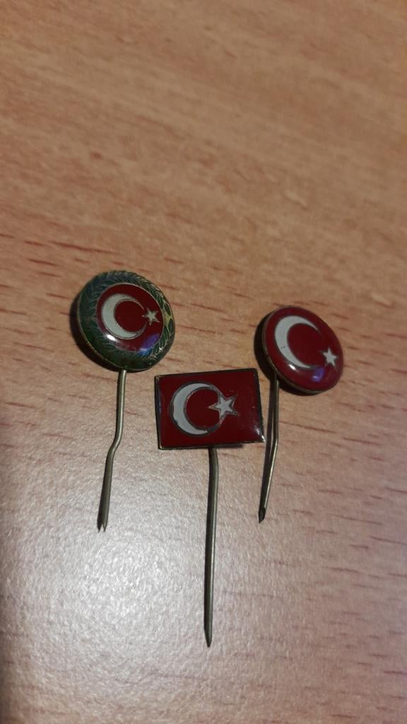 Set van 3 Turkse vlag speldjes/pins, Verzenden, Gebruikt, Stad of Land, Speldje of Pin