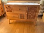 Houten kastje met rotan webbing Japandi Retro Scandinavisch, Ophalen, Gebruikt, Retro Scandinavisch Japandi, 50 tot 100 cm