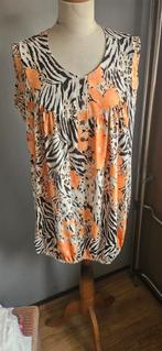 Magna Blouse met Dierenprint en Oranje Bloemen Maat 40/42, Maat 42/44 (L), Oranje, Ophalen of Verzenden, Zonder mouw