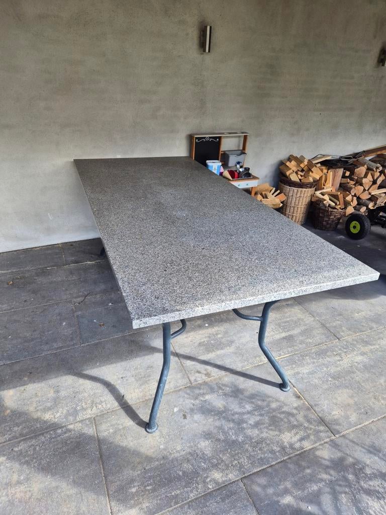 Granieten Tuintafel 100x220cm, Ophalen, Zo goed als nieuw, Rechthoekig, Overige materialen